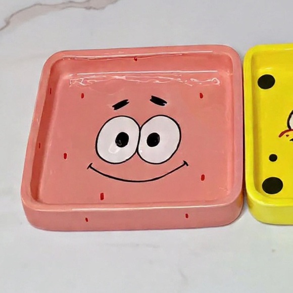 SpongeBob & Patrick Square Trinket Dish Set - Handmade - Set of 2 - Picture 4 of 6